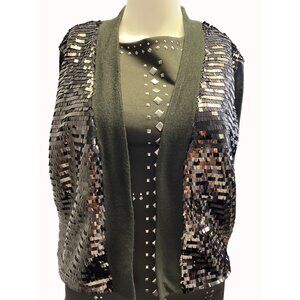 Calvin Klein Women's Black Sequin Sweater/Cardigan Size XL SKU 5712